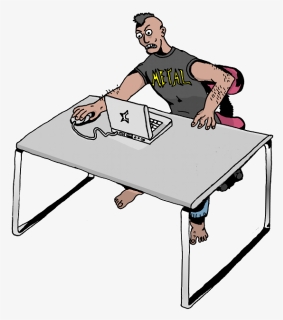 Angry Man Looking At Computer - Coffee Table, HD Png Download, Free Download
