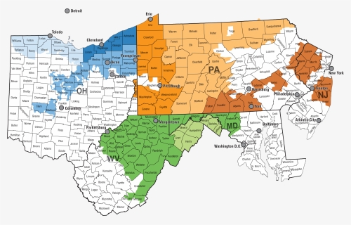 Map Of Firstenergy Service Territory - Atlas, HD Png Download, Free Download