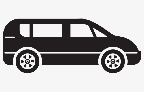 Minivan Van Clipart Black And White - Black Car Cartoon Png, Transparent Png, Free Download