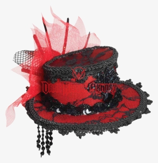 Steampunk Mini Red Lace Top Hat - Steampunk Corset Hat, HD Png Download, Free Download