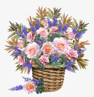 Flowers, Basket, Arrangement, Celebration, Garden - Цветя Png, Transparent Png, Free Download