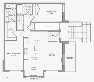 Drawing Plan Flat - Bungalow Floor Plan With Balcony, HD Png Download, Free Download