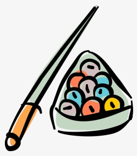 Vector Illustration Of Game Of Pool Balls With Cue - Pool Cue, HD Png Download, Free Download