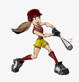 Cy Woods Athletic Booster Club - Cartoon Girl Playing Baseball, HD Png Download, Free Download