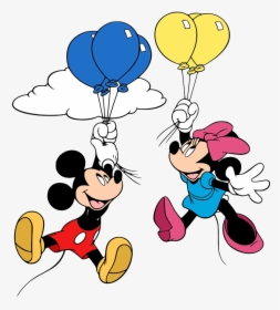 Mickey And Minnie Mouse Holding Balloons, HD Png Download, Free Download