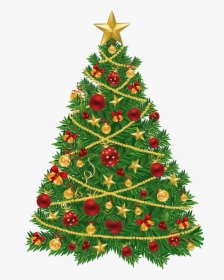 Large With Red And - Transparent Background Christmas Tree Clipart, HD Png Download, Free Download