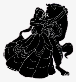 Belle Silhouette Beauty And The Beast Black And White - Printable Beauty And The Beast Silhouette, HD Png Download, Free Download
