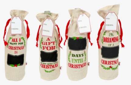 Wine Tote W/ Chalk - Drawstring Wine Bag Christmas, HD Png Download, Free Download