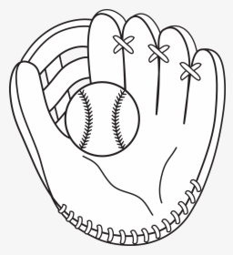 Colorable Baseball And Mitt - Easy To Draw Softball Glove, HD Png Download, Free Download