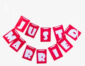 #justmarried #hanging #banner #wedding #love #heart, HD Png Download, Free Download
