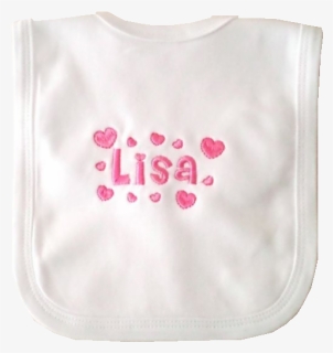 Personalised Embroidered Baby Bib Hearts - Embroidery, HD Png Download, Free Download