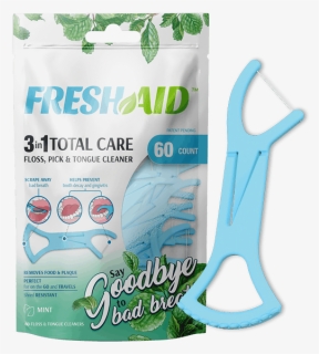 Floss Pick With Tongue Scraper Fresh Aid - Laundry Supply, HD Png Download, Free Download