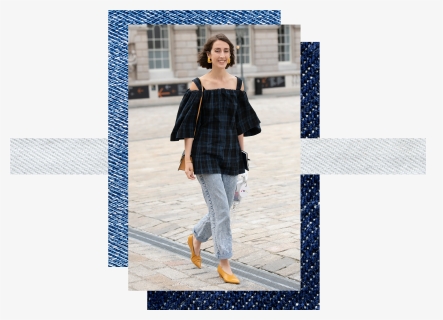 Woman Wearing Vintage Jeans - Plaid, HD Png Download, Free Download