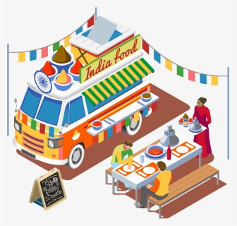 Street Food Fast Food Barbecue Grill Food Truck - Indian Food Truck Clip Art, HD Png Download, Free Download