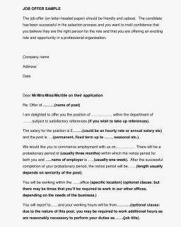 Sample Company Offer Letter Format Main Image - Performance Appraisal Objectives Sample, HD Png Download, Free Download