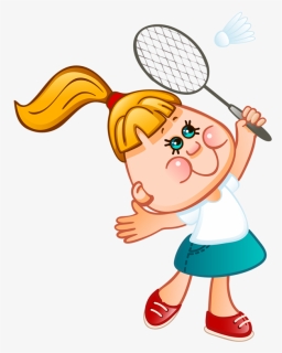 Badminton Drawing Kid - Дети И Спорт Бадминтон, HD Png Download, Free Download
