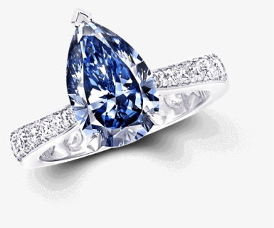 11 Ct Pear Shape Fancy Deep Blue Diamond Ring With - Blue Diamond Engagement Rings, HD Png Download, Free Download