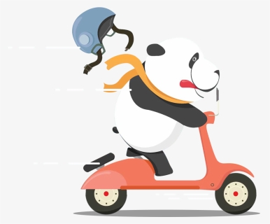 Toonpandas Is An Animation And Live Action Production - Panda On A Scooter Cartoon, HD Png Download, Free Download