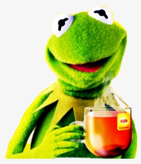 Kermitthefrog Kermit Lipton Icedtea Green Frog Sticker - Kermit The Frog Meme Black And White, HD Png Download, Free Download
