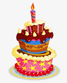 Bolo De Aniversário Em Png - Colored Birthday Cake Drawing, Transparent Png, Free Download