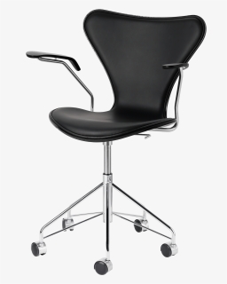 3217 Front Upholstered Coloured Ash Black Leather - Fauteuil Bureau Fritz Hansen, HD Png Download, Free Download