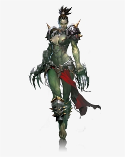 Drawing Elves Warrioress - Lineage 2 Female Orc, HD Png Download, Free Download