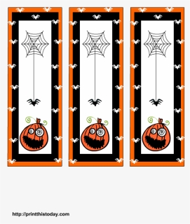 Spooky Bookmarks With Pumpkin And Spider - Printable Halloween Bookmarks, HD Png Download, Free Download