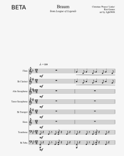 Braum Sheet Music Composed By Christian "praeco - Everybody Lost Somebody Bleachers Saxophone Sheet Music, HD Png Download, Free Download