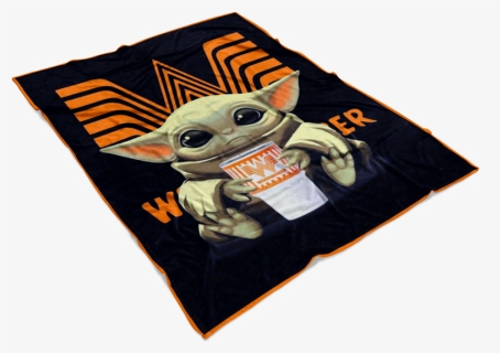 Baby Yoda Hug Whataburger Quilt Fleece Blanket - Cartoon, HD Png Download, Free Download