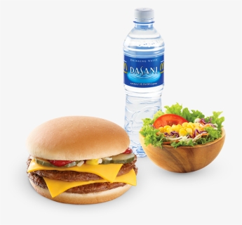 Double Cheeseburger Delight 500 Meal With Dasani Water - Double Cheeseburger Paket, HD Png Download, Free Download