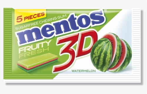 Mentos Gum 3d Watermelon 5p - Mentos 3d Chewing Gum Watermelon, HD Png Download, Free Download