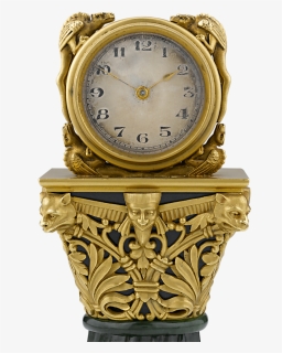 Paul Frey Miniature Gold And Jade Clock - Clock, HD Png Download, Free Download