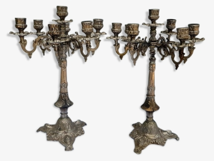 Pair Of Candelabra 7 Candles - Antique, HD Png Download, Free Download