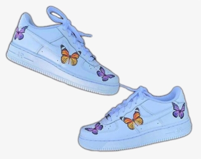#nike #af1s #airforce1s #shoes #white #butterflies - Cartoon, HD Png Download, Free Download