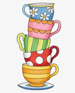Stack Of Cups - Tea Cups Stacked Clipart, HD Png Download, Free Download