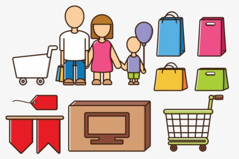 Family Shopping Vectors - Family Shopping Vector, HD Png Download, Free Download