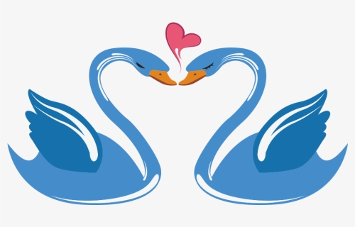 Swan Love Cartoon - Pink Swan Heart Cartoon, HD Png Download, Free Download