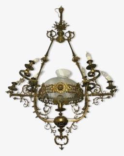 Large Vintage 1920"s French Rococo Brass Chandelier - Chandelier, HD Png Download, Free Download