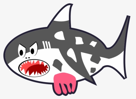 Black White Red Cartoon Shark Cow - Cartoon Shark, HD Png Download, Free Download
