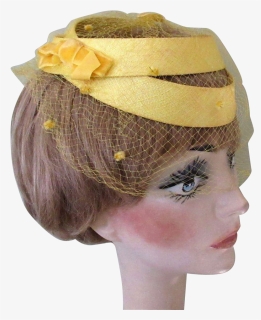 S Vintage Hat Yellow Frame Netting Hats - Headpiece, HD Png Download, Free Download