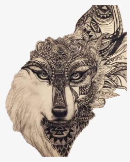 Ideas Leg Tattoo Drawing , Png Download - Wolf Tattoo Half Face, Transparent Png, Free Download