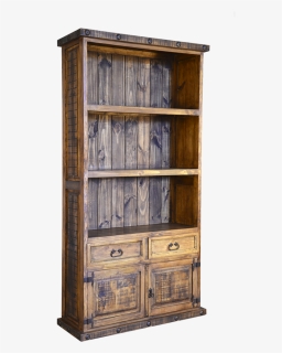 Rustic 2 Drawer 2 Door Bookcase , Png Download - Rustic Bookcase, Transparent Png, Free Download