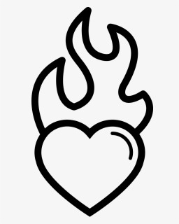 Heart Burning On Flames - Drawing Heart With Flame, HD Png Download, Free Download