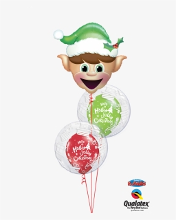 Cheeky Elf Double Bubble Balloon Bouquet - Christmas Balloons Elf Head, HD Png Download, Free Download