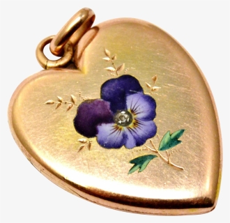 Antique Gold Locket With Pansy, HD Png Download, Free Download
