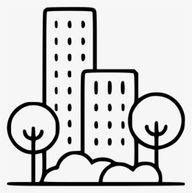 Residential Building Trees Architecture Landscape Skyline - Building With Trees Icon, HD Png Download, Free Download