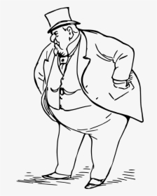 Fat Man Line Drawing , Png Download - Fat Man Black And White, Transparent Png, Free Download