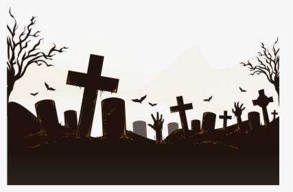 Halloween Horror Bats Decorate Graves Png Download - Cemetery Png, Transparent Png, Free Download