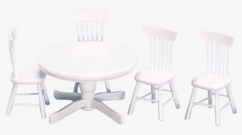 1 Inch Scale Round Table White Dollhouse Dining Room - Chair, HD Png Download, Free Download