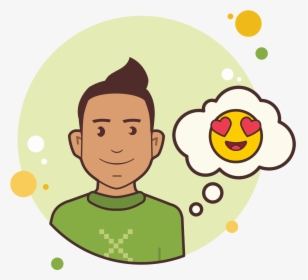 Man With In Love Emoji Icon - Short Curly Haor Cartoon, HD Png Download, Free Download